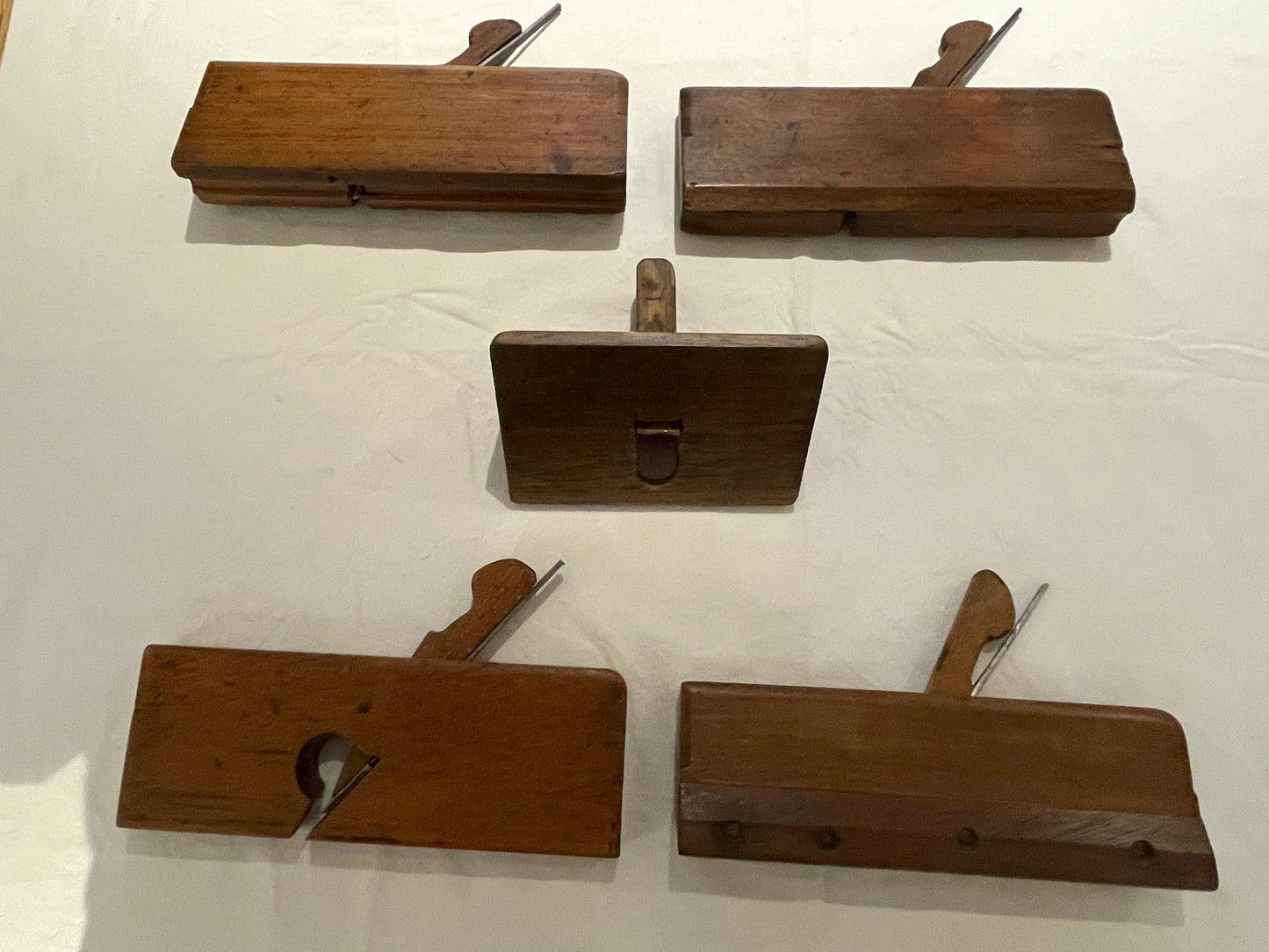 Antique British Wooden Moulding Planes – Set of Five Mixed Makers (c.19th Century)6