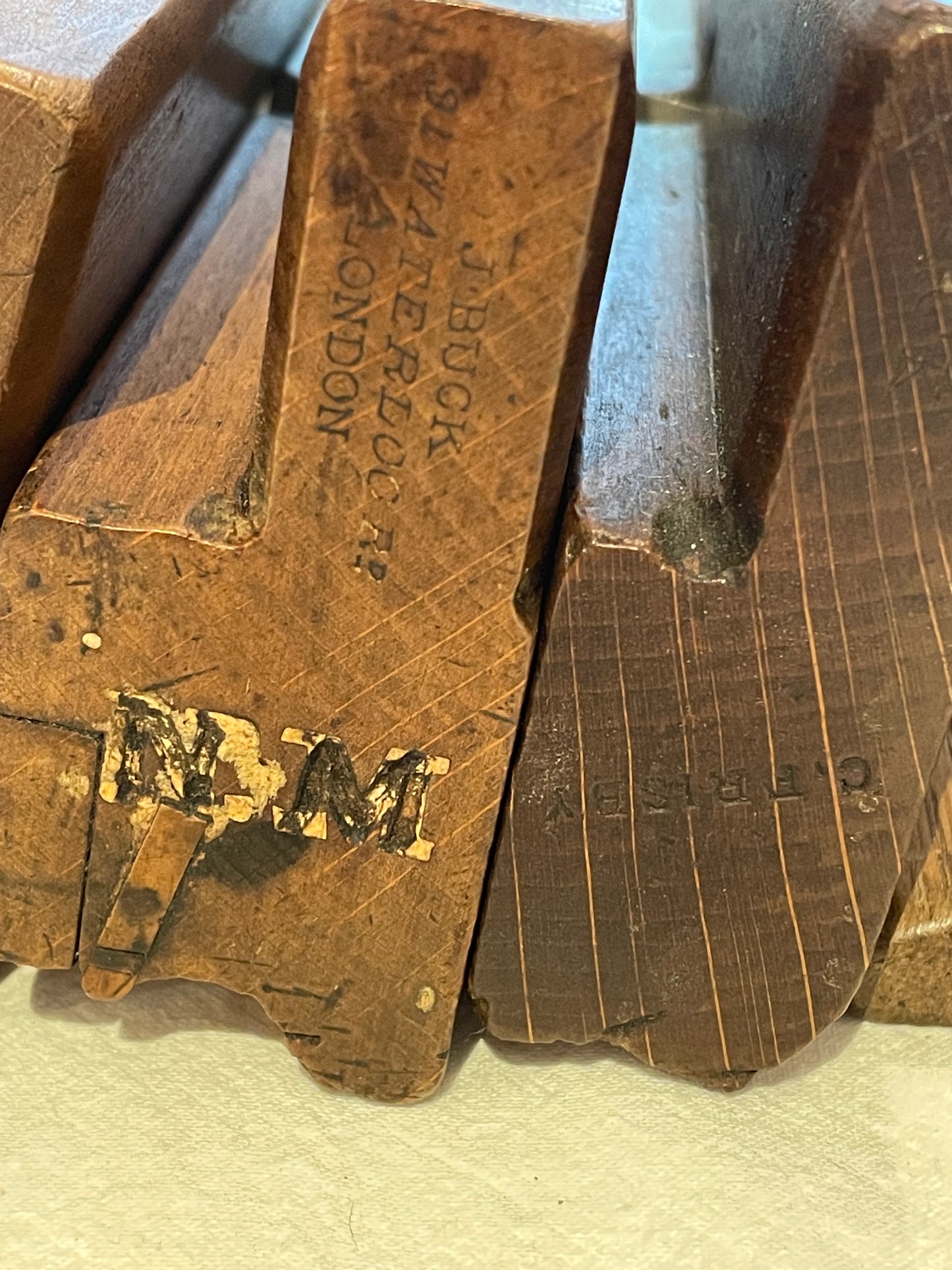 Antique British Wooden Moulding Planes – Set of Five Mixed Makers (c.19th Century)6