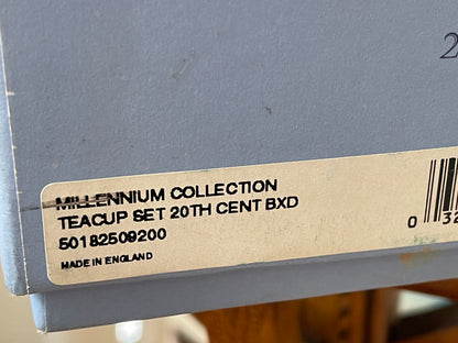 Contemporary Wedgwood Bone China – Millennium Collection ‘20th Century’ Teacup & Saucer Set (1999)