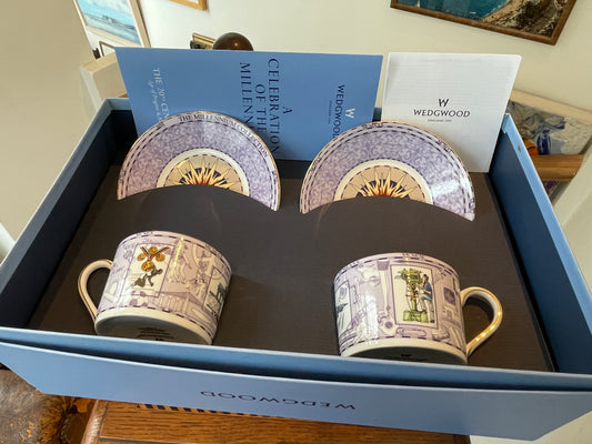 Contemporary Wedgwood Bone China – Millennium Collection ‘20th Century’ Teacup & Saucer Set (1999)
