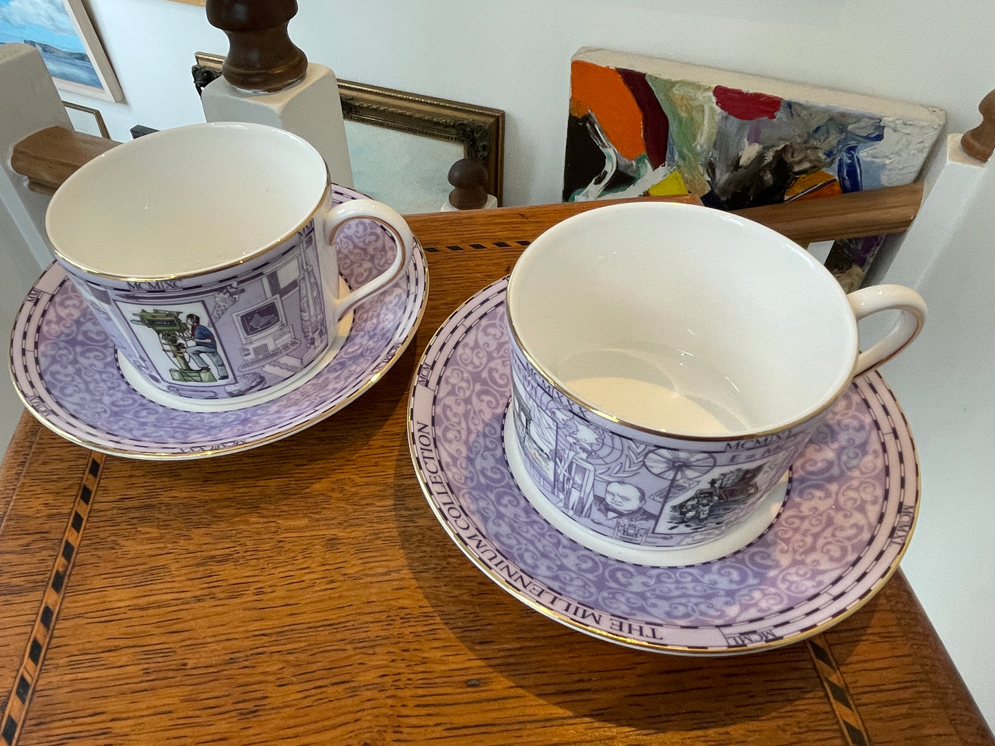Contemporary Wedgwood Bone China – Millennium Collection ‘20th Century’ Teacup & Saucer Set (1999)