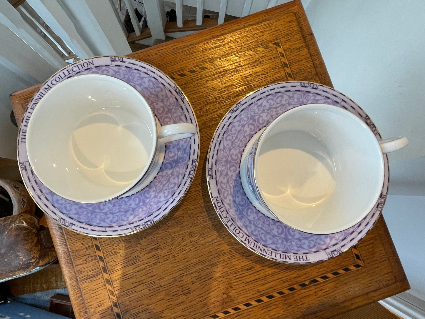 Contemporary Wedgwood Bone China – Millennium Collection ‘20th Century’ Teacup & Saucer Set (1999)