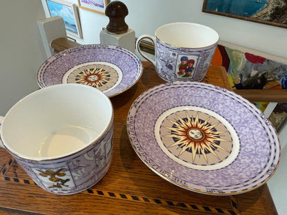 Contemporary Wedgwood Bone China – Millennium Collection ‘20th Century’ Teacup & Saucer Set (1999)