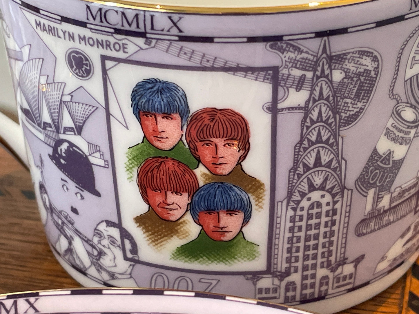 Contemporary Wedgwood Bone China – Millennium Collection ‘20th Century’ Teacup & Saucer Set (1999)