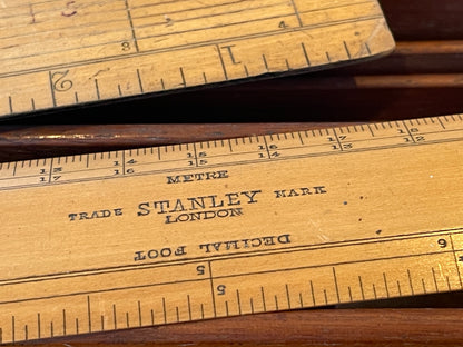 Antique British Drafting and Engineering Rules – Engine Divided Scales, Advertising Rulers and Mahogany Case Collection (c.1910–1950)