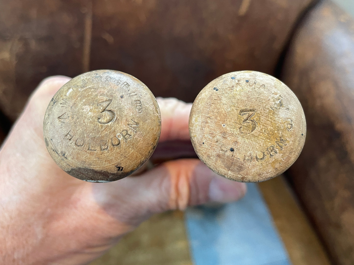 Antique British Wooden Indian Clubs – A.W. Gamages Ltd Holborn No.3 Pair (c.1900–1920)