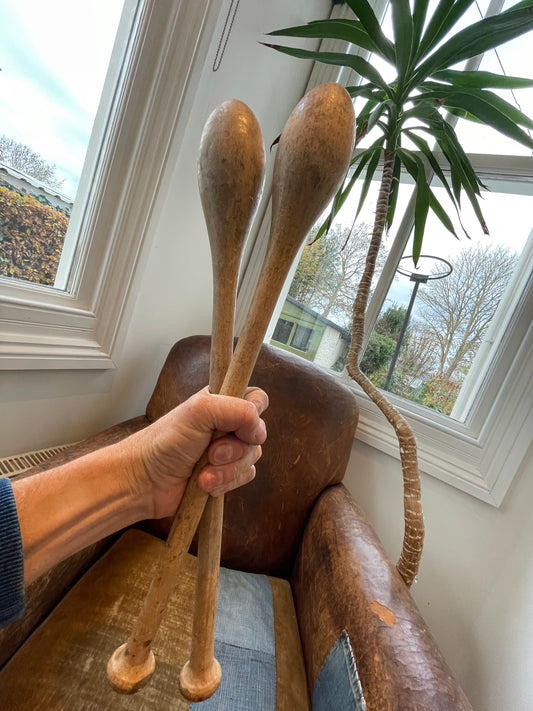 Antique British Wooden Indian Clubs – A.W. Gamages Ltd Holborn No.3 Pair (c.1900–1920)