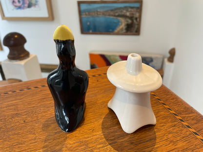 Vintage English Ceramic Pie Funnels – Nutbrown Vent & Black Bird Funnel (c.1950s–1970s)