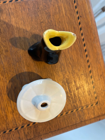 Vintage English Ceramic Pie Funnels – Nutbrown Vent & Black Bird Funnel (c.1950s–1970s)
