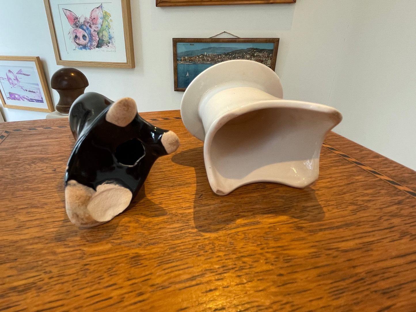 Vintage English Ceramic Pie Funnels – Nutbrown Vent & Black Bird Funnel (c.1950s–1970s)