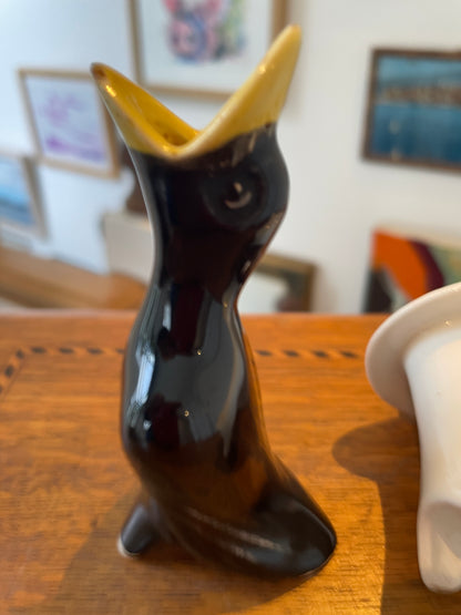 Vintage English Ceramic Pie Funnels – Nutbrown Vent & Black Bird Funnel (c.1950s–1970s)