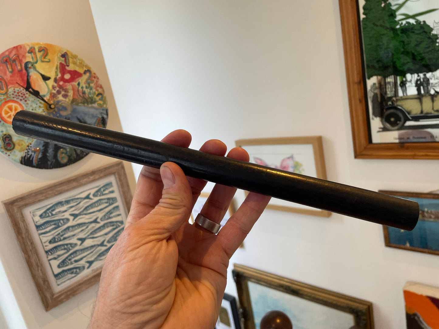 Vintage Draftsman’s Ebonite Roller – 30cm Lathe-Turned Rolling Ruler Component (c.1900–1930)