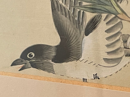 Vintage Japanese Silk Paintings – Set of Four Framed Bird-and-Flower Compositions (c.1970s–1980s)