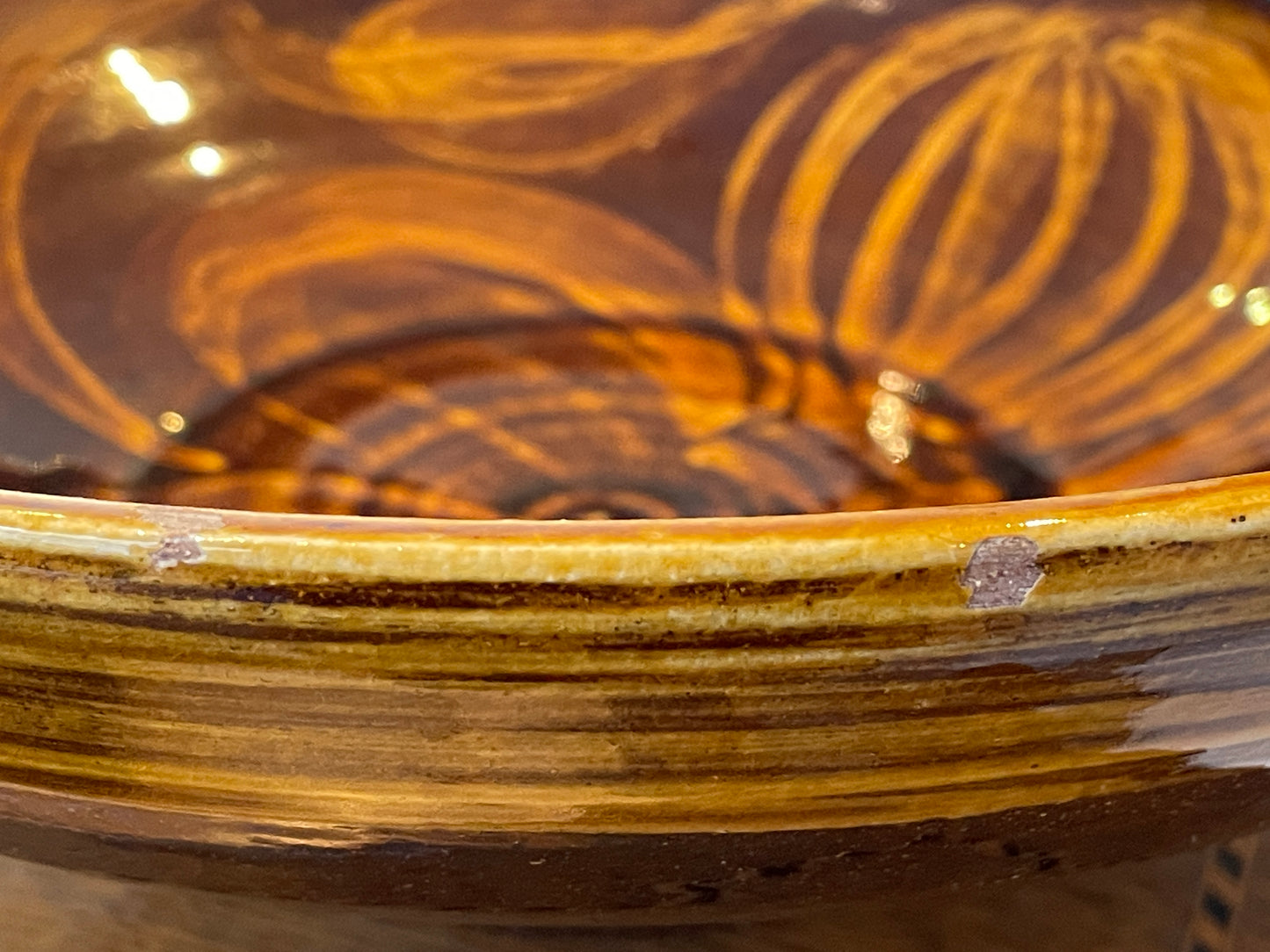 Mid-Century Poole Pottery Earthenware Bowl – Slip-Trailed Floral Design (1950)