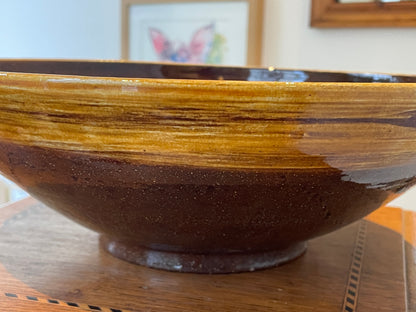 Mid-Century Poole Pottery Earthenware Bowl – Slip-Trailed Floral Design (1950)