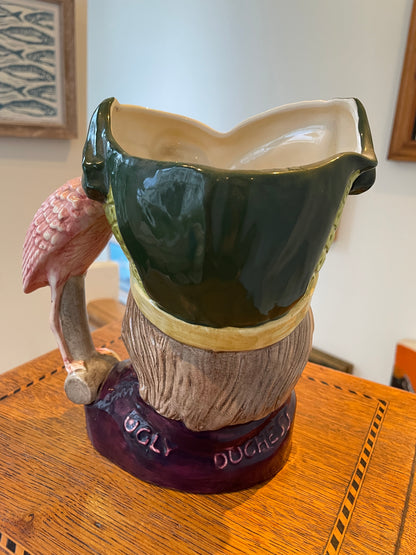 Antique English Royal Doulton Character Jug – ‘Ugly Duchess’ D6599 with Flamingo Handle (c.1964 First-Issue)