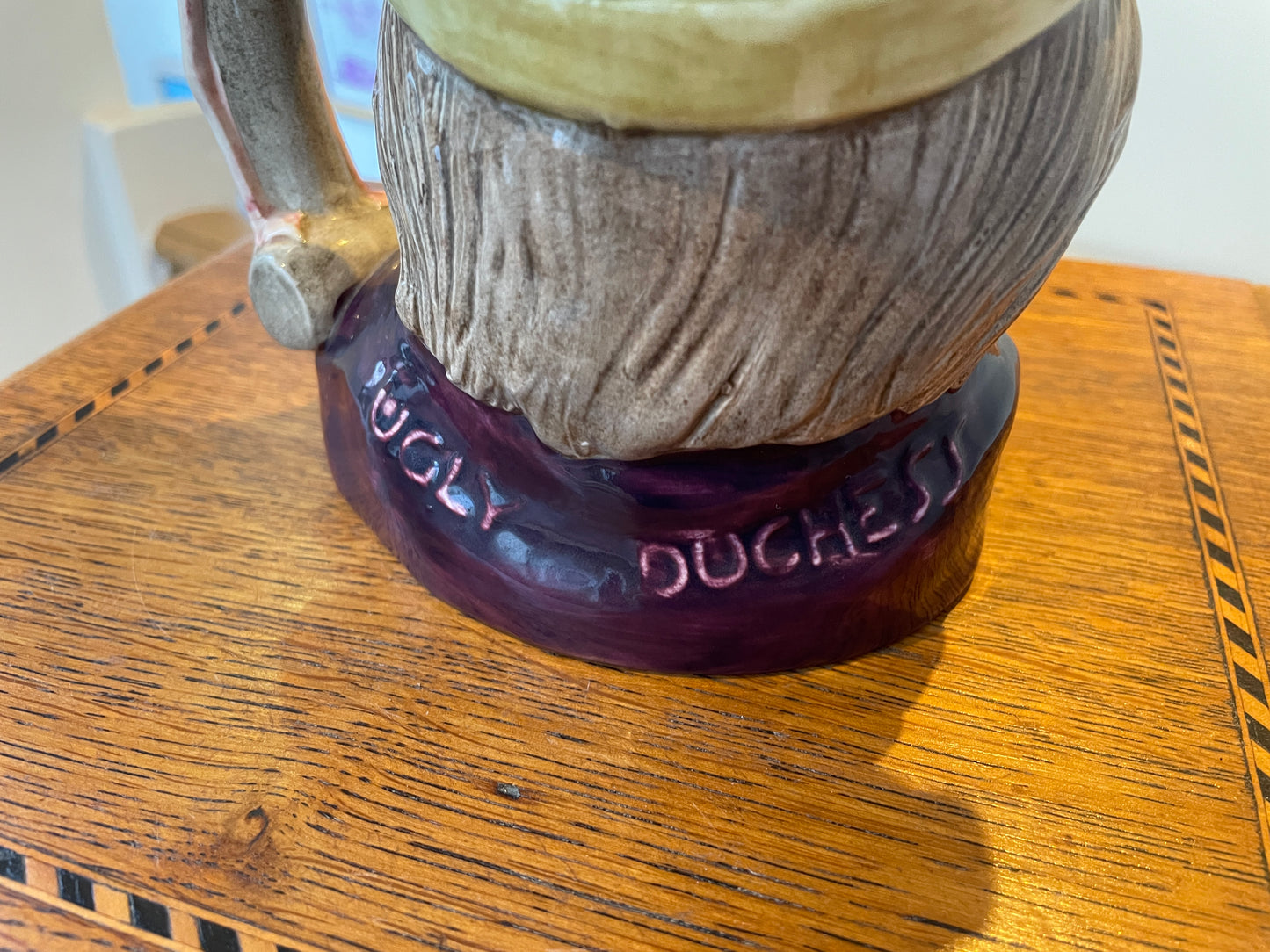 Antique English Royal Doulton Character Jug – ‘Ugly Duchess’ D6599 with Flamingo Handle (c.1964 First-Issue)