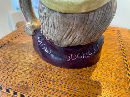 Antique English Royal Doulton Character Jug – ‘Ugly Duchess’ D6599 with Flamingo Handle (c.1964 First-Issue)