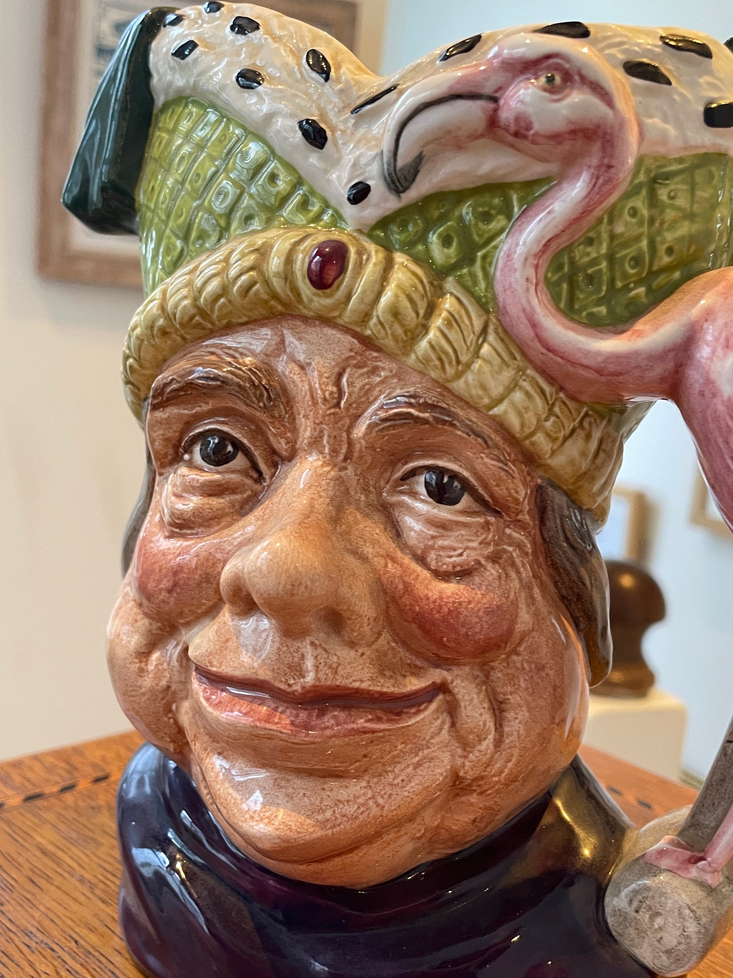 Antique English Royal Doulton Character Jug – ‘Ugly Duchess’ D6599 with Flamingo Handle (c.1964 First-Issue)