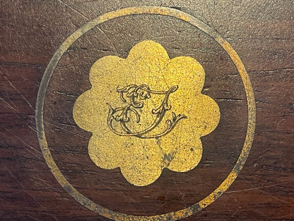 Antique Victorian Rosewood Writing Slope – Brass Inlaid Monogram ‘EJ’ and Fitted Interior (c. late 19th Century)