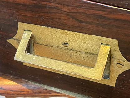 Antique Victorian Rosewood Writing Slope – Brass Inlaid Monogram ‘EJ’ and Fitted Interior (c. late 19th Century)