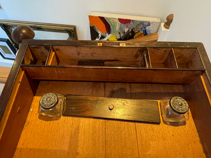 Antique Victorian Rosewood Writing Slope – Brass Inlaid Monogram ‘EJ’ and Fitted Interior (c. late 19th Century)
