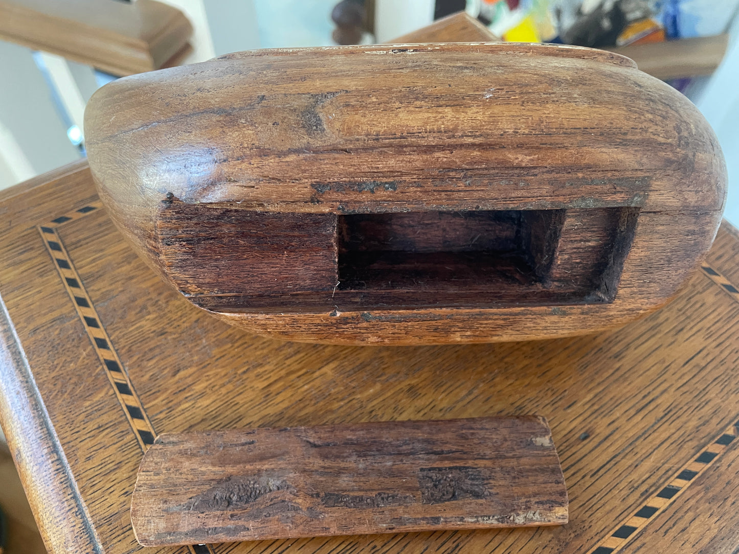 Antique Hand-Carved Wooden Duck Box – Folk Art Figurative Trinket Container (c.1960s)