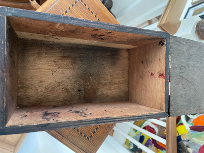 Vintage American-Style Painted Shoeshine Box – Shine 5cent  Folk Art Trunk with Brass Fittings (c90's))