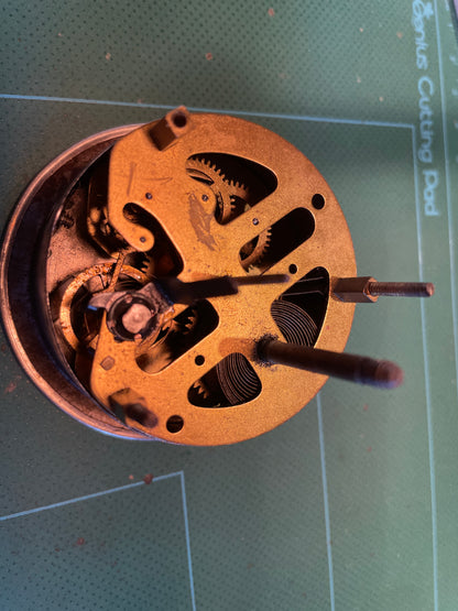 Antique German Art Deco Figural Clock – Dancing Girl with Crescent Skirt, Cast Metal with FMS Mauthe Movement (c.1930s–40s)