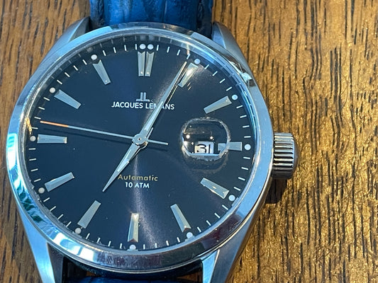 Vintage Jacques Lemans Automatic Wristwatch – Stainless Steel Dress Watch with Date Magnifier (41mm, c.2010s)