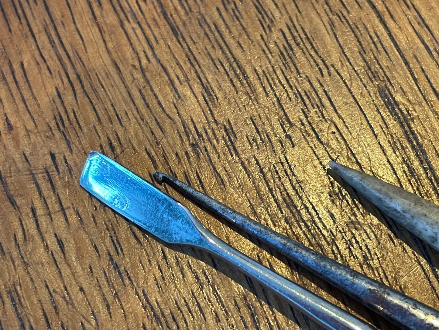 Antique Bone and Mixed Material Craft Tools – Miniature Spoon, Awl, Carving Tool and Hook (c.19th Century)8