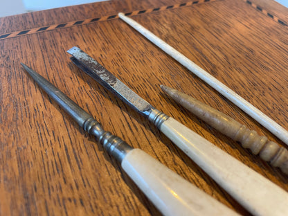 Antique Victorian Bone & Steel Tools – Stiletto, Desk Spatula, Turned Tool & Crochet Hook (c.1850–1900)7