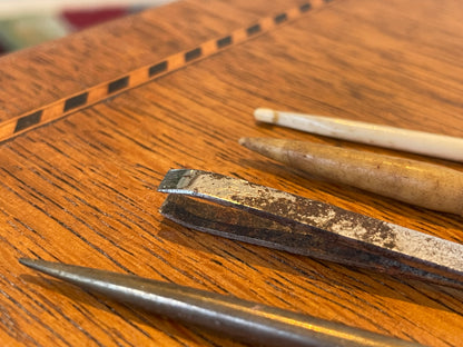 Antique Victorian Bone & Steel Tools – Stiletto, Desk Spatula, Turned Tool & Crochet Hook (c.1850–1900)7