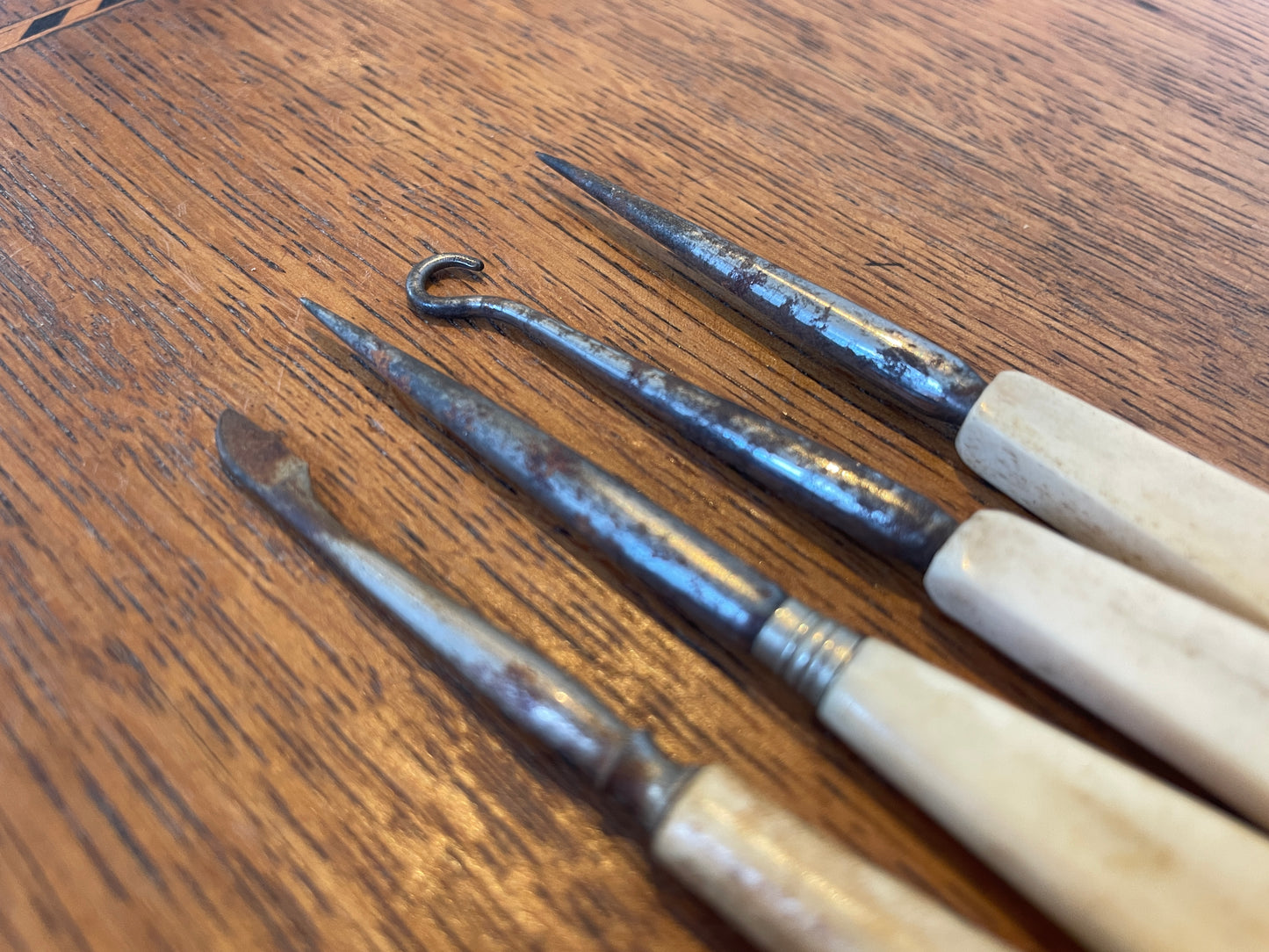 Antique Victorian Bone & Steel Tools – Stilettos, Crochet Hook & Desk Implement (c.1850–1900)5