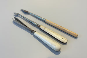 Antique English Bone-Handled Leatherworking Tools – Three Specialist Hand Tools with Shaped Steel Blades (c.19th Century)4