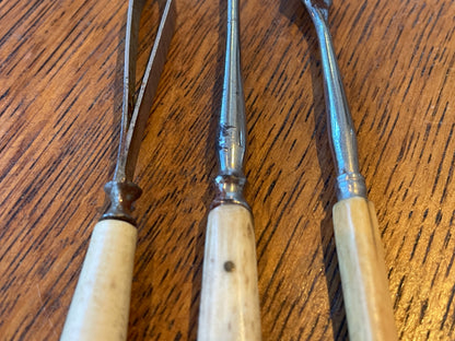 Antique English Bone-Handled Leatherworking Tools – Three Specialist Hand Tools with Shaped Steel Blades (c.19th Century)4