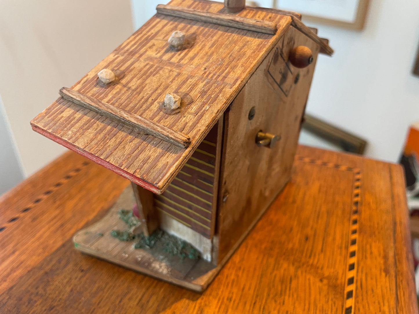 Vintage German Chalet Weather House – Hand-Painted Folk Art Thermometer with Musical Box (c.1950s)