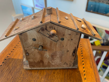 Vintage German Chalet Weather House – Hand-Painted Folk Art Thermometer with Musical Box (c.1950s)