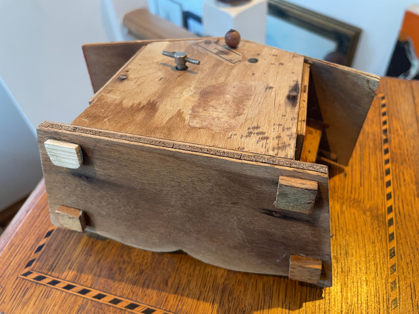 Vintage German Chalet Weather House – Hand-Painted Folk Art Thermometer with Musical Box (c.1950s)