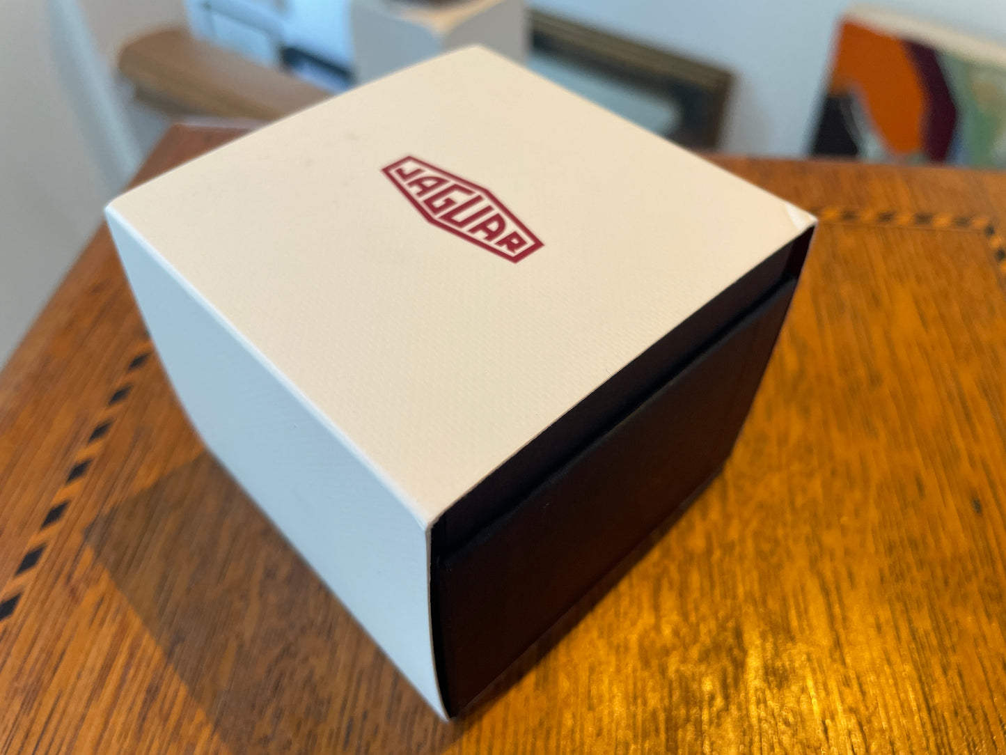 Modern Jaguar Chrome Cufflinks – Red Enamel Heritage Logo in Original Presentation Box