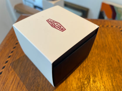 Modern Jaguar Chrome Cufflinks – Red Enamel Heritage Logo in Original Presentation Box
