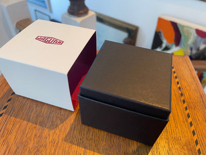 Modern Jaguar Chrome Cufflinks – Red Enamel Heritage Logo in Original Presentation Box