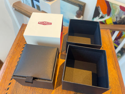 Modern Jaguar Chrome Cufflinks – Red Enamel Heritage Logo in Original Presentation Box