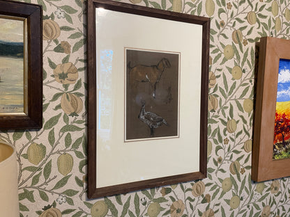 Antique British Pastel and Chalk Study – Animal Sketches on Brown Paper (c1900)