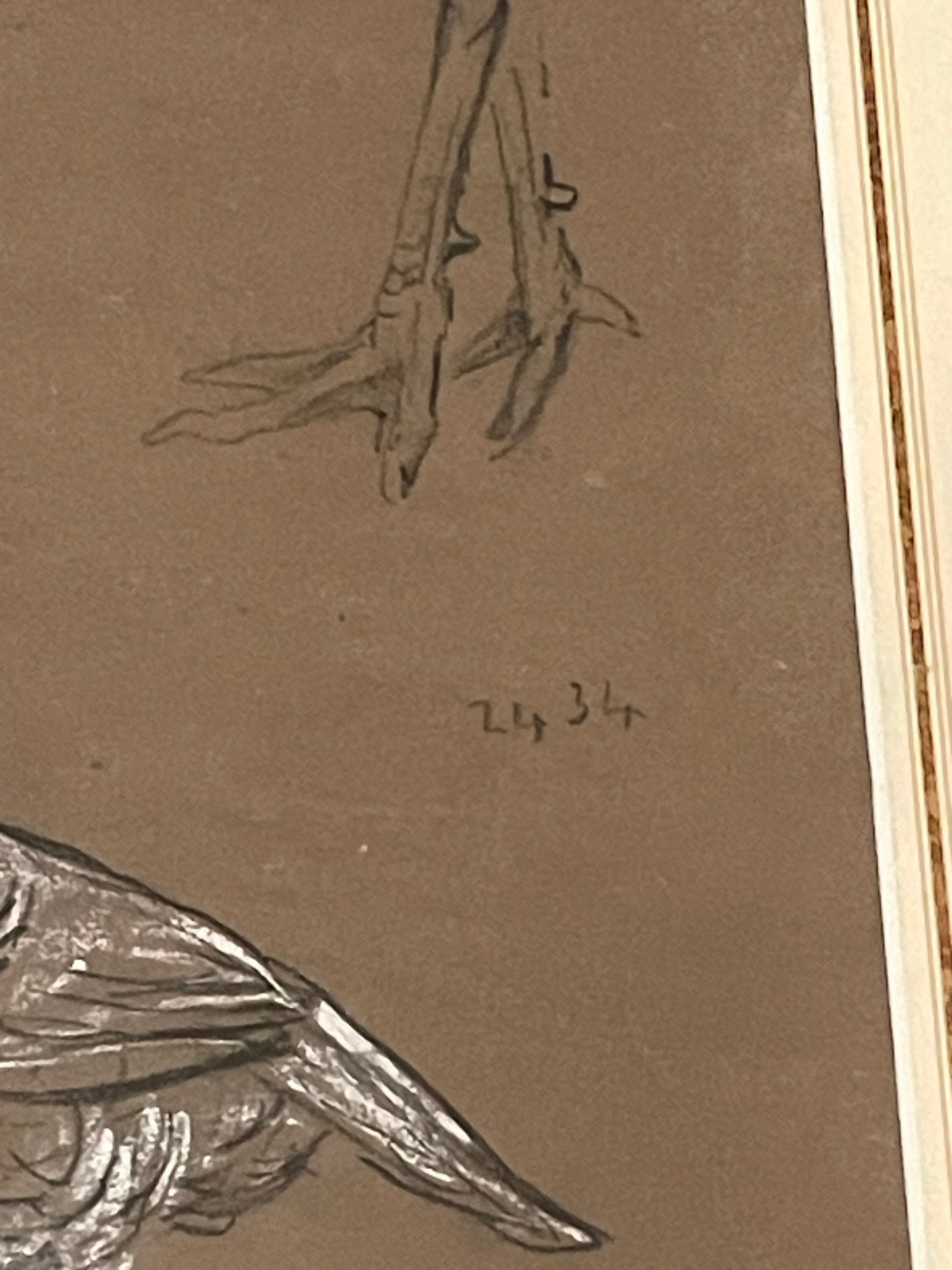 Antique British Pastel and Chalk Study – Animal Sketches on Brown Paper (c1900)