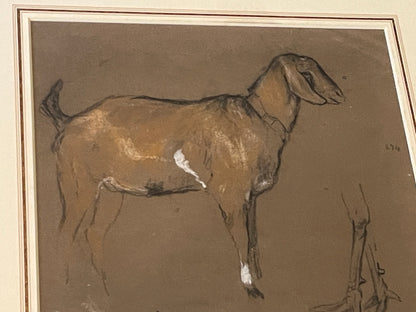 Antique British Pastel and Chalk Study – Animal Sketches on Brown Paper (c1900)