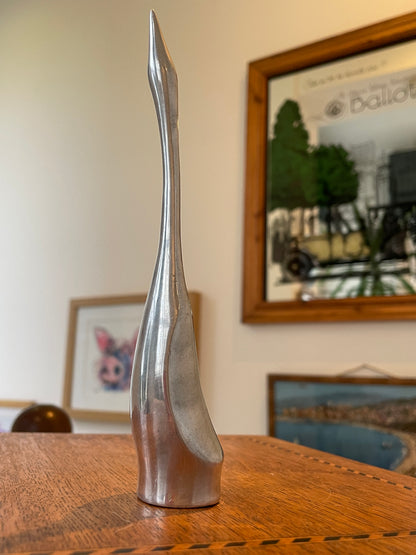Vintage Canadian Hoselton Aluminium Swan – Hand-Signed #117 Sculpture (c.1970)
