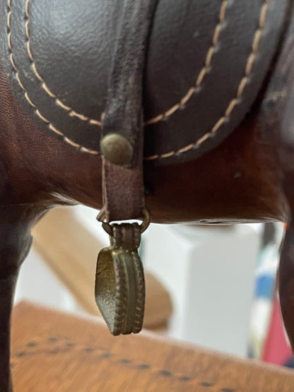 Antique Leather Horse Figure – Hand Modelled Equestrian Sculpture with Original Tack (c.1920s)