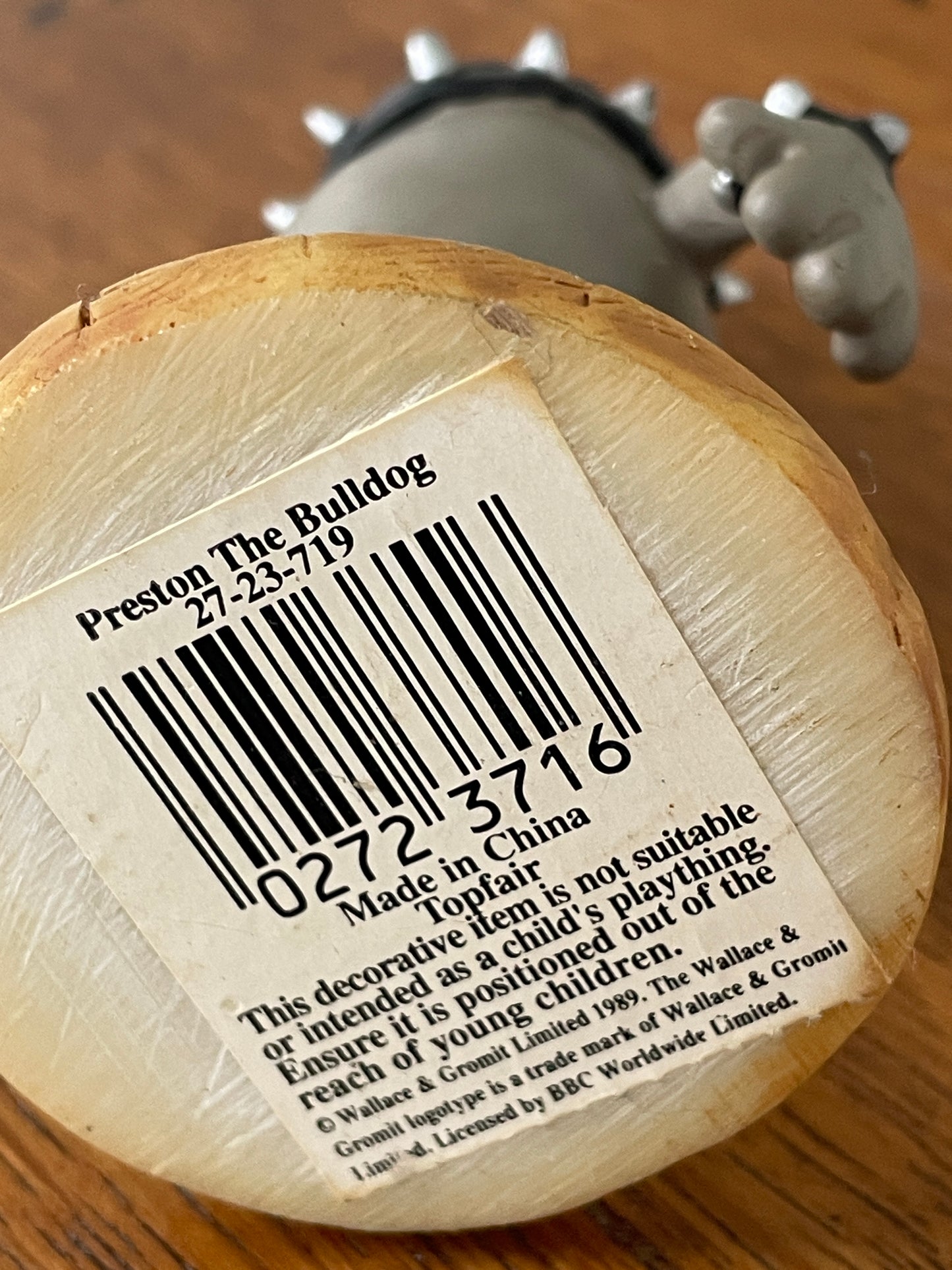 Preston the Bulldog Figurine – Wallace & Gromit Licensed Character Ornament – Aardman (c.1989)