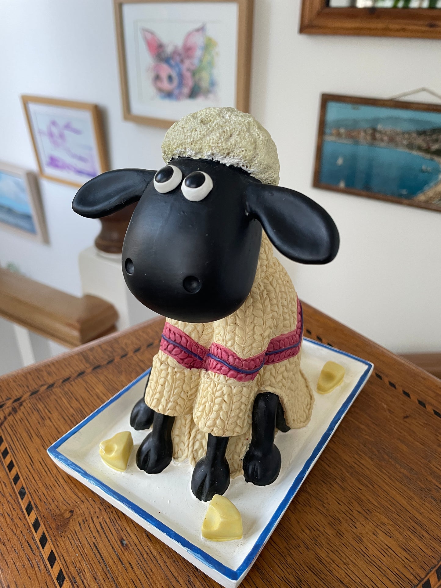 Vintage large Shaun the Sheep Money Bank Figure – Wallace and Gromit Licensed Character Ornament (c.1989)